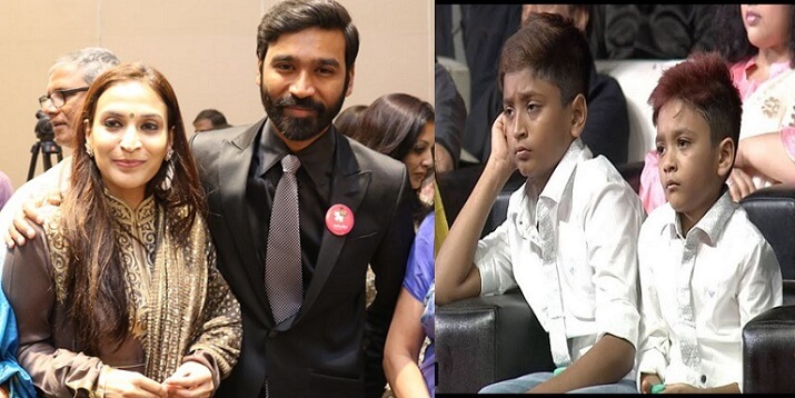 Dhanush with wife and Sons