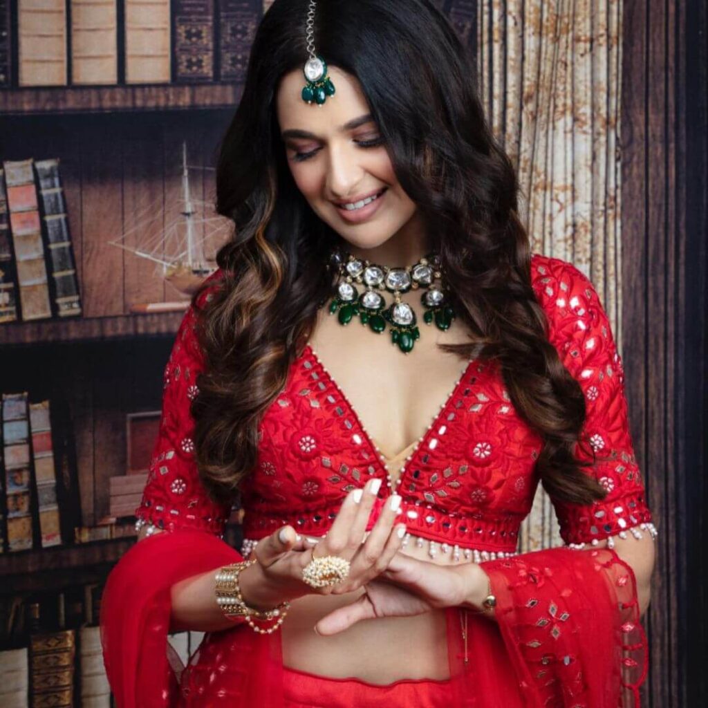 Yuvika Chaudhary Sexy red dress