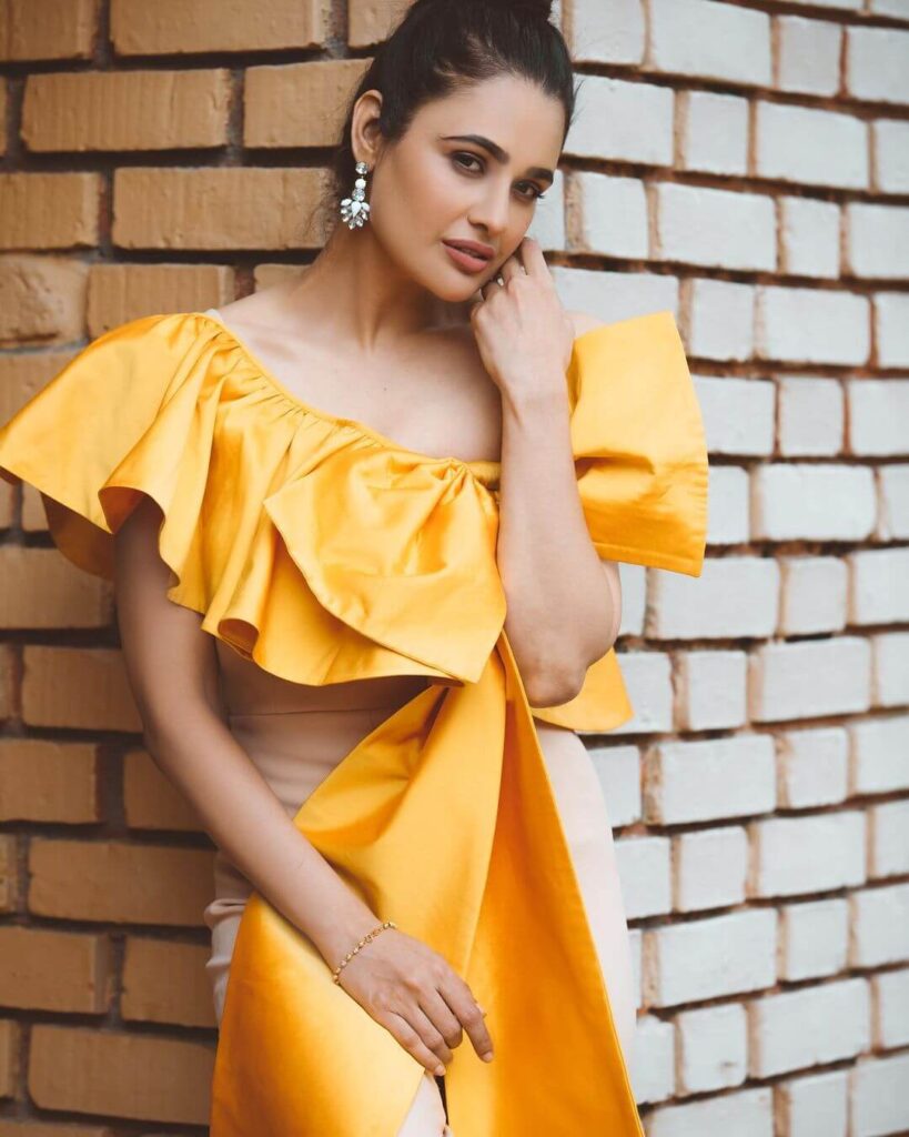 Yuvika Chaudhary in sexy yellow gown