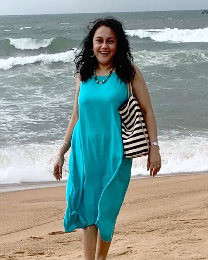 Deepika Amin blue outfit
