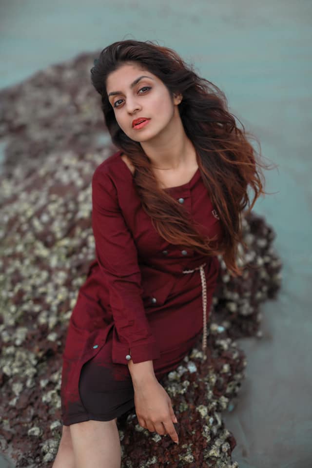 Actress Athmiya in merron sexy outfit
