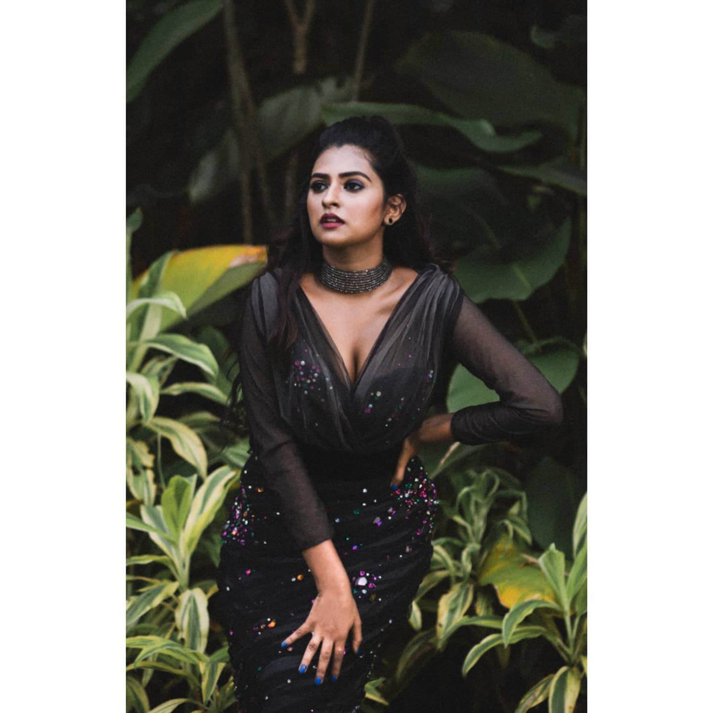 Actress Parvathi Arun in sexy dark brown outfit