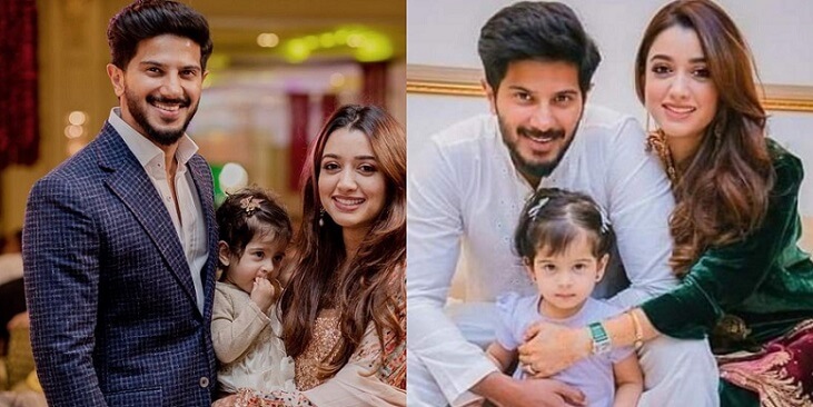 Dulquer Salmaan with wife and daughter