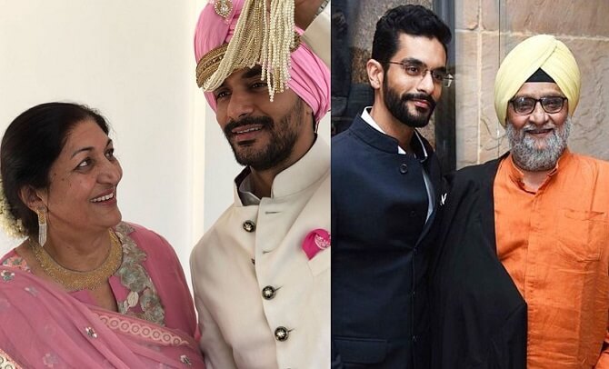 Angad Bedi with parents