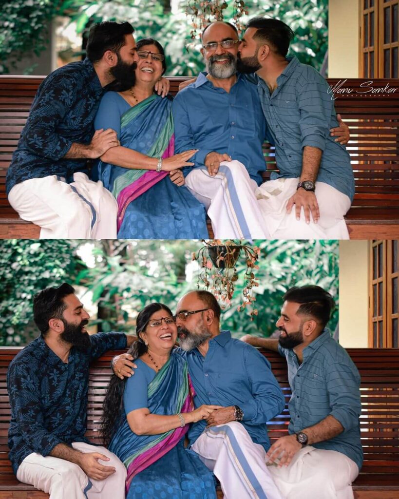 Govind Padmasoorya with parents and brother