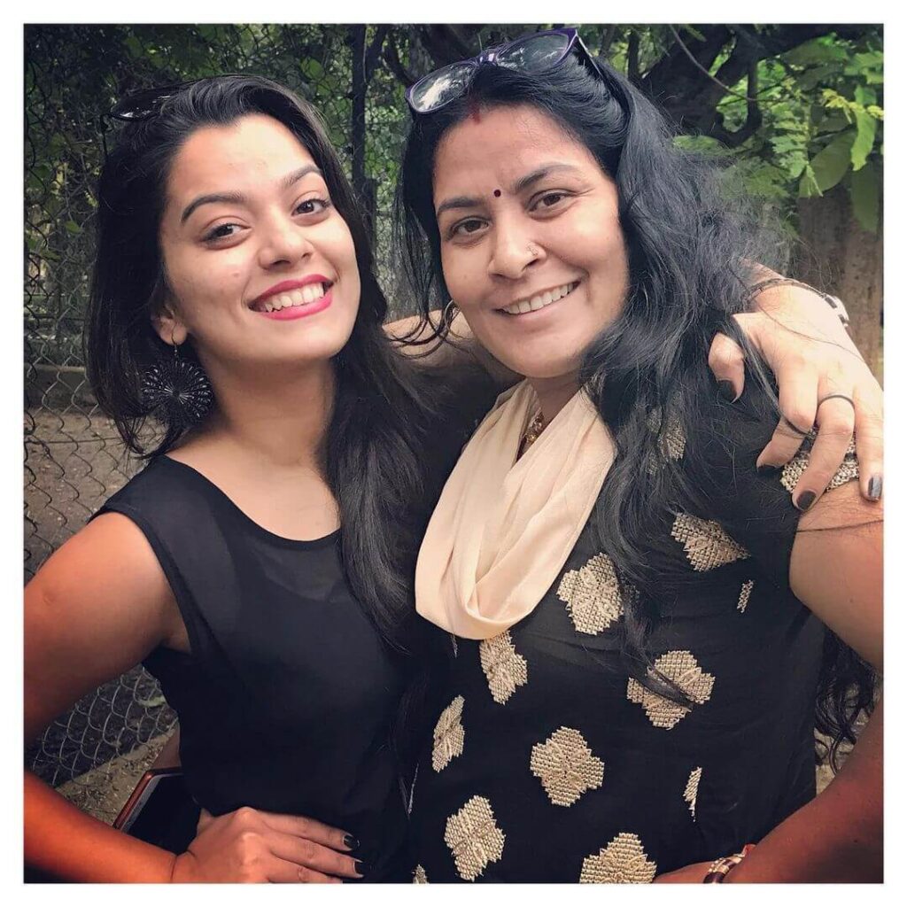 Nidhi Jha with mother