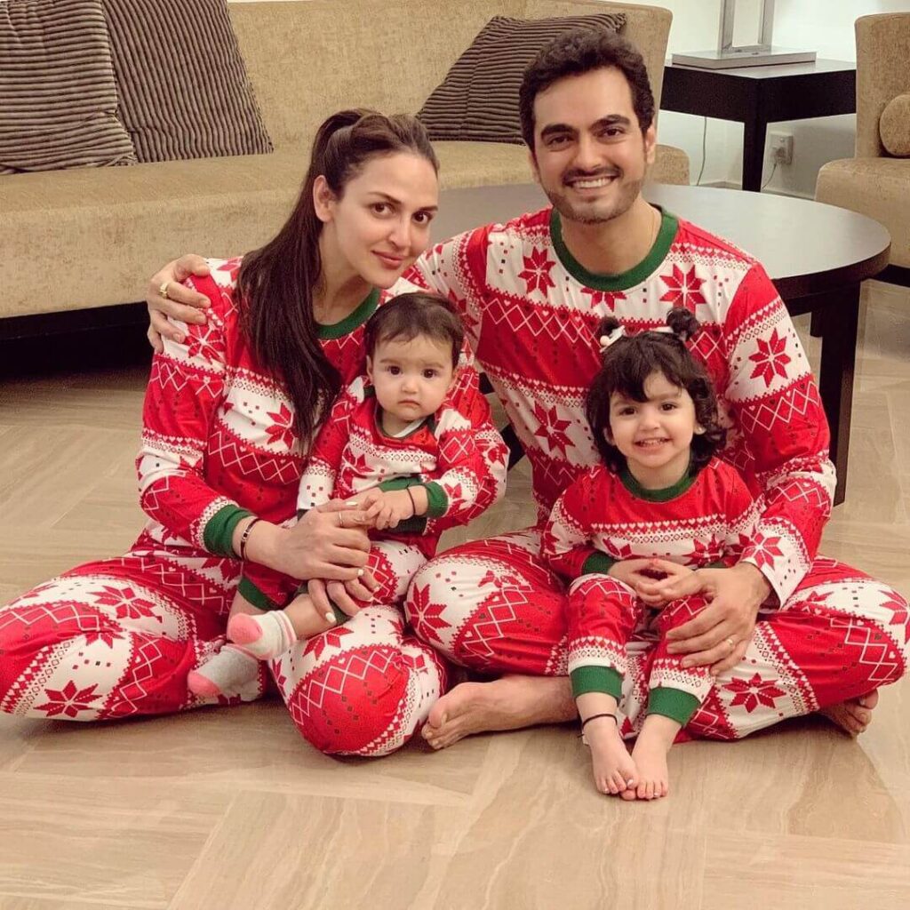 Esha Deol with daughters and husband