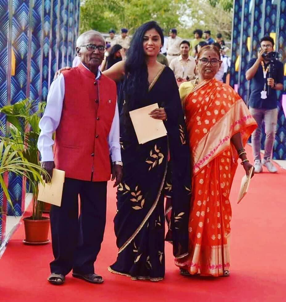 Usha Jadhav with parents