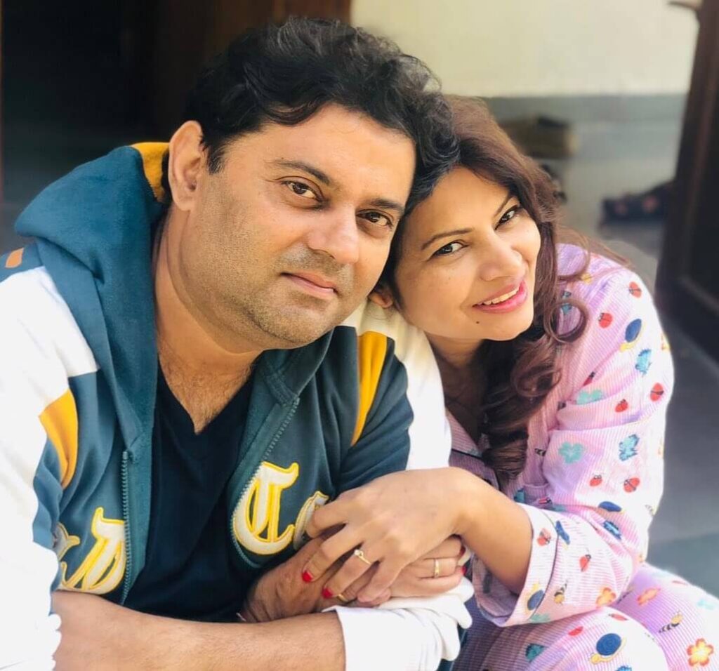 Megha Dhade with husband