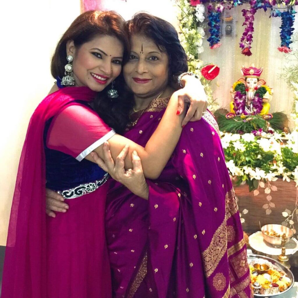 Megha Dhade with mother