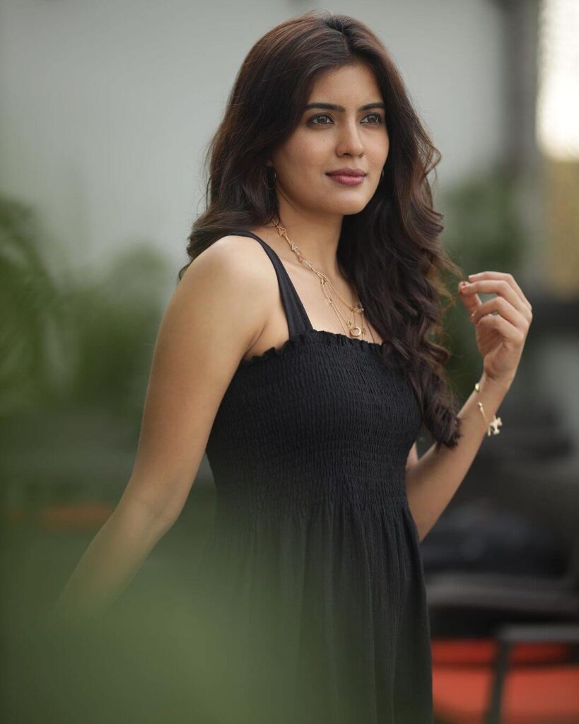 Amritha Aiyer in black sexy dress