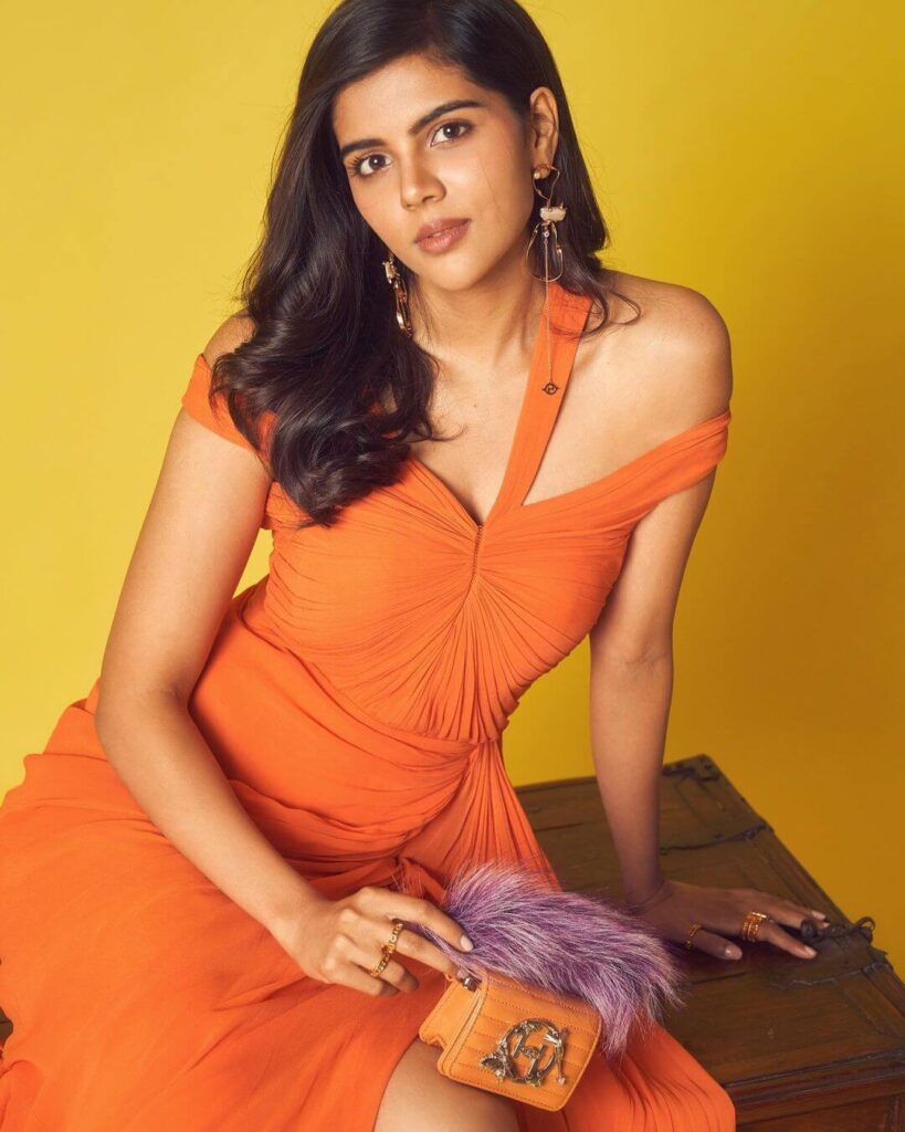 Kalyani Priyadarshan in orange gown