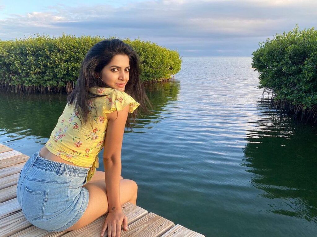 Pavani Gangireddy in sexy shorts and yellow top