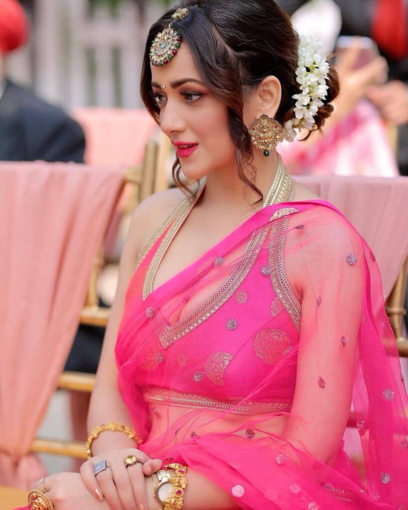 Himani Sharma in sexy pink saree