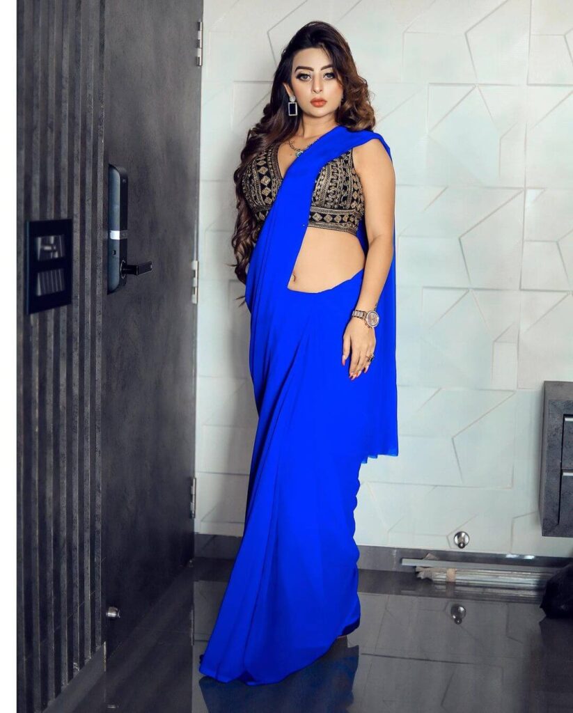 Ankita Dave in sexy blue saree