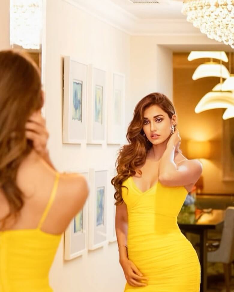 Disha Patani in yellow sexy gown