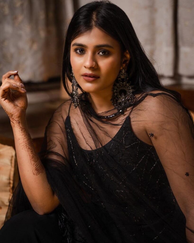 Hebah Patel in sexy black dress