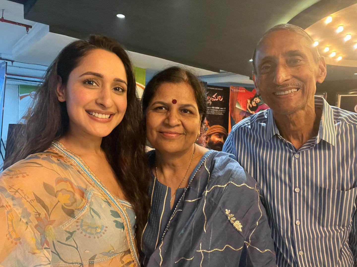 Pragya Jaiswal with parents