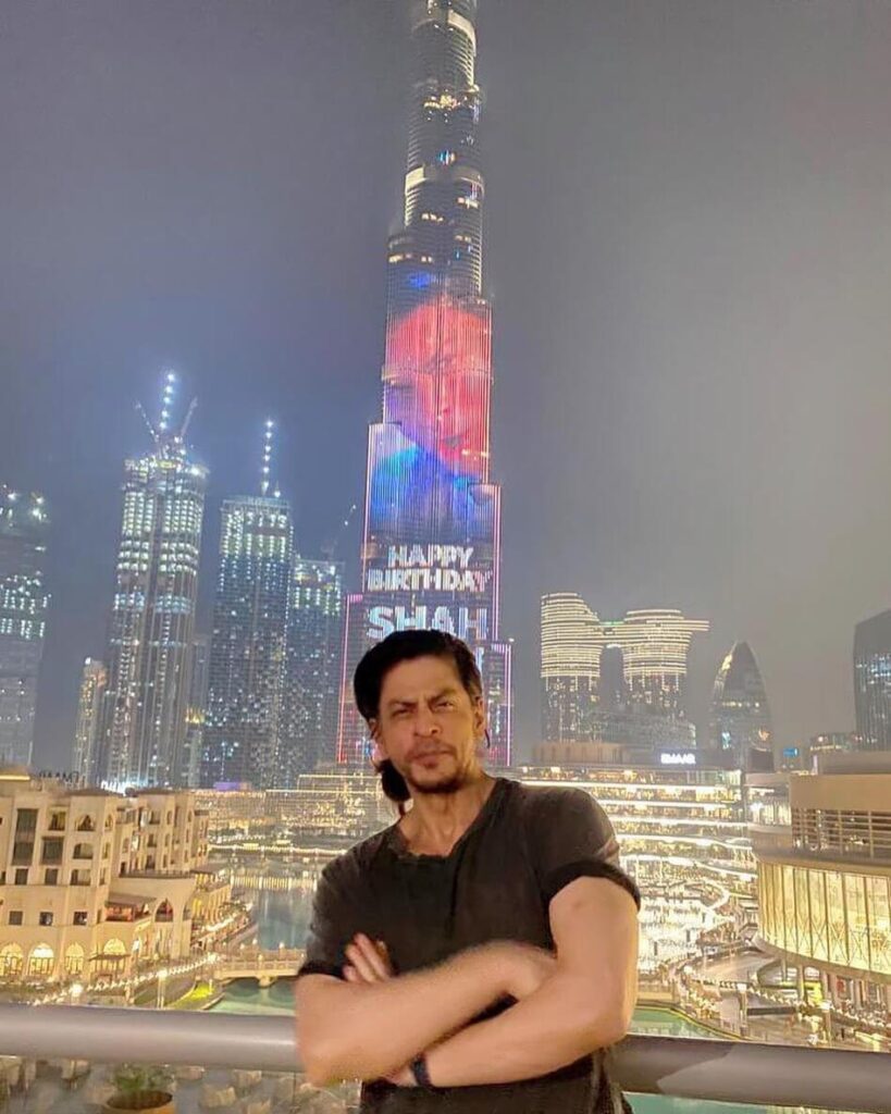 Shah Rukh Khan in front of burj khalifa