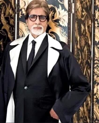 Amitabh Bachchan in black and white suit