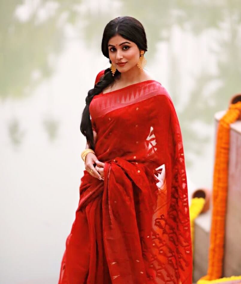 Madhurima Basak in red saree