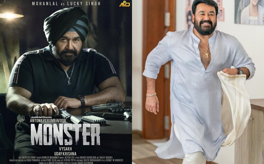 Monster Malayalam movie poster and Mohanlal