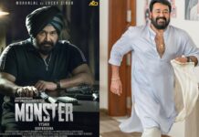 Monster Malayalam movie poster and Mohanlal