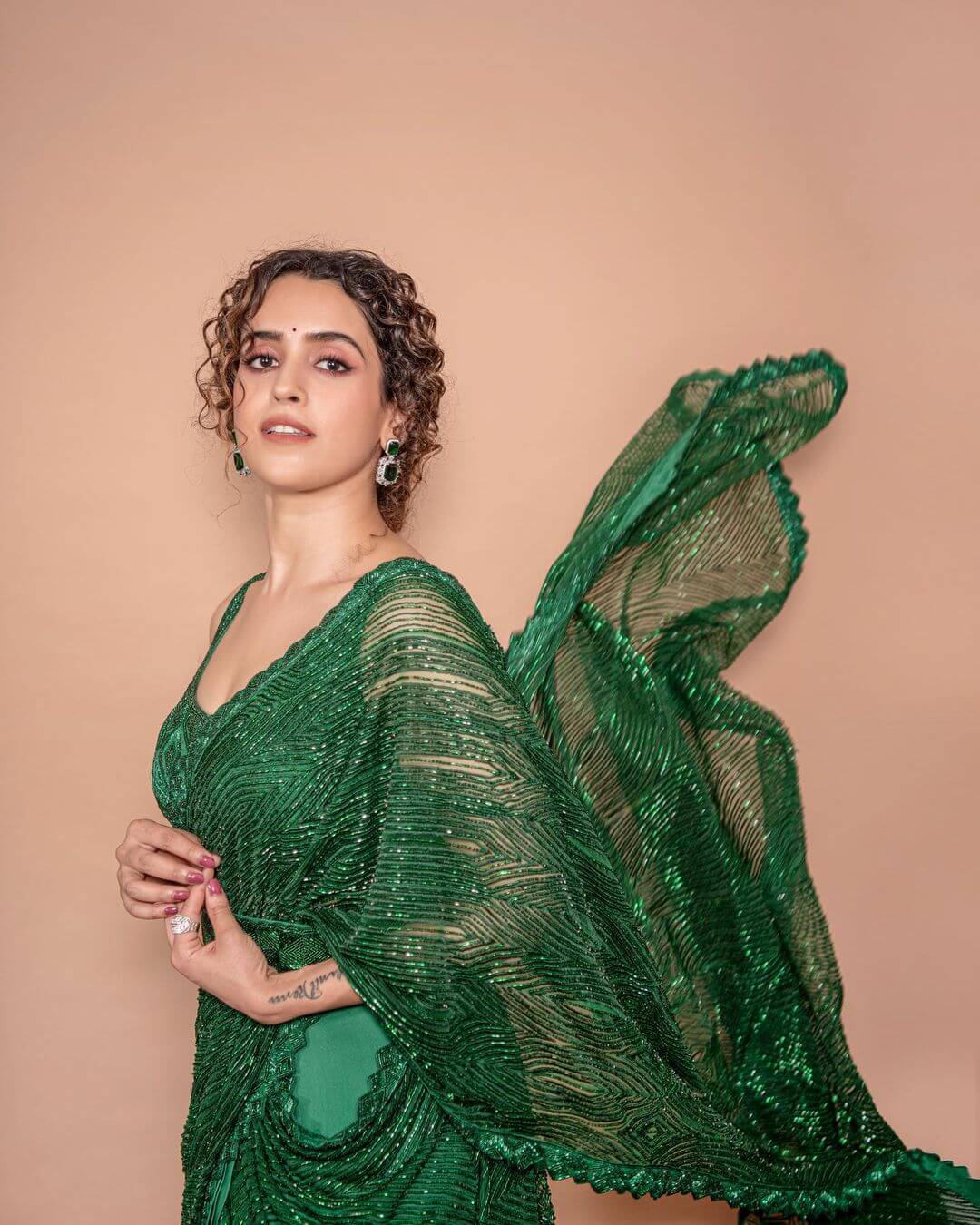 Sanya Malhotra in green saree