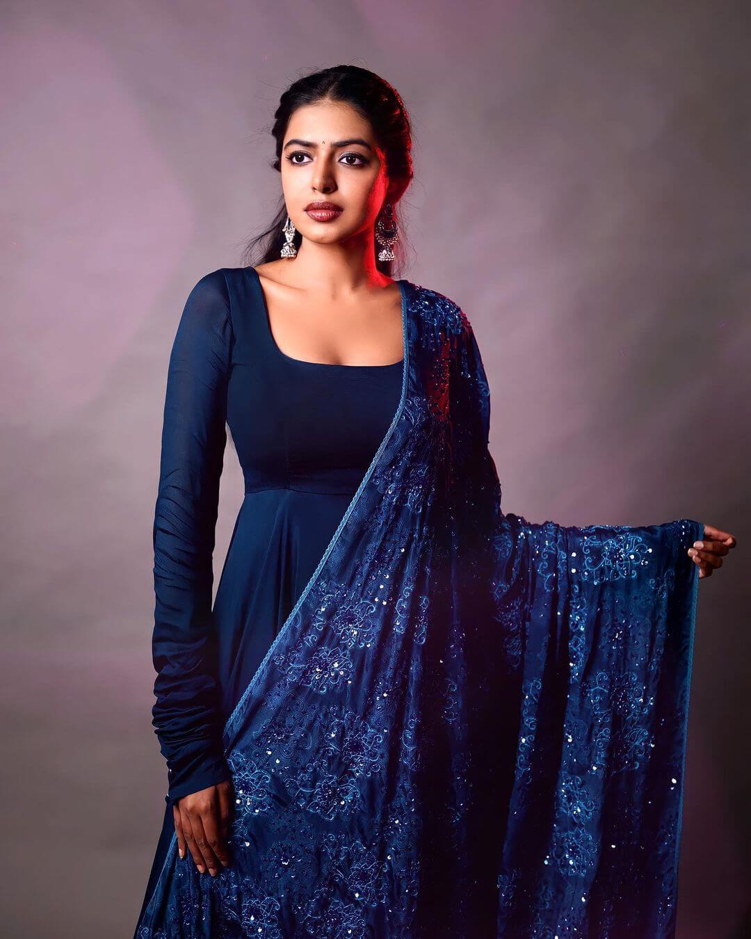 Shivani Rajasekhar in dark blue salwar