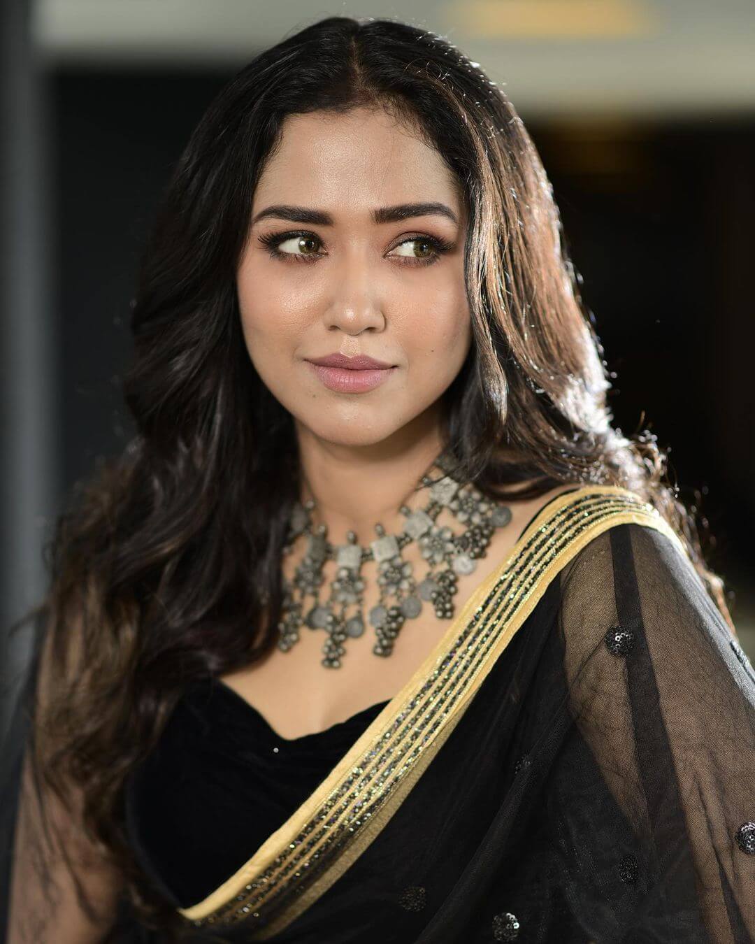Sohini Sarkar close up shot in stylish black dress