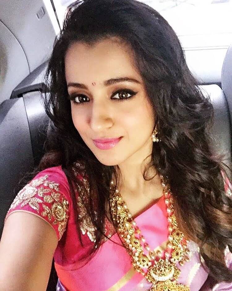 Trisha in pink saree
