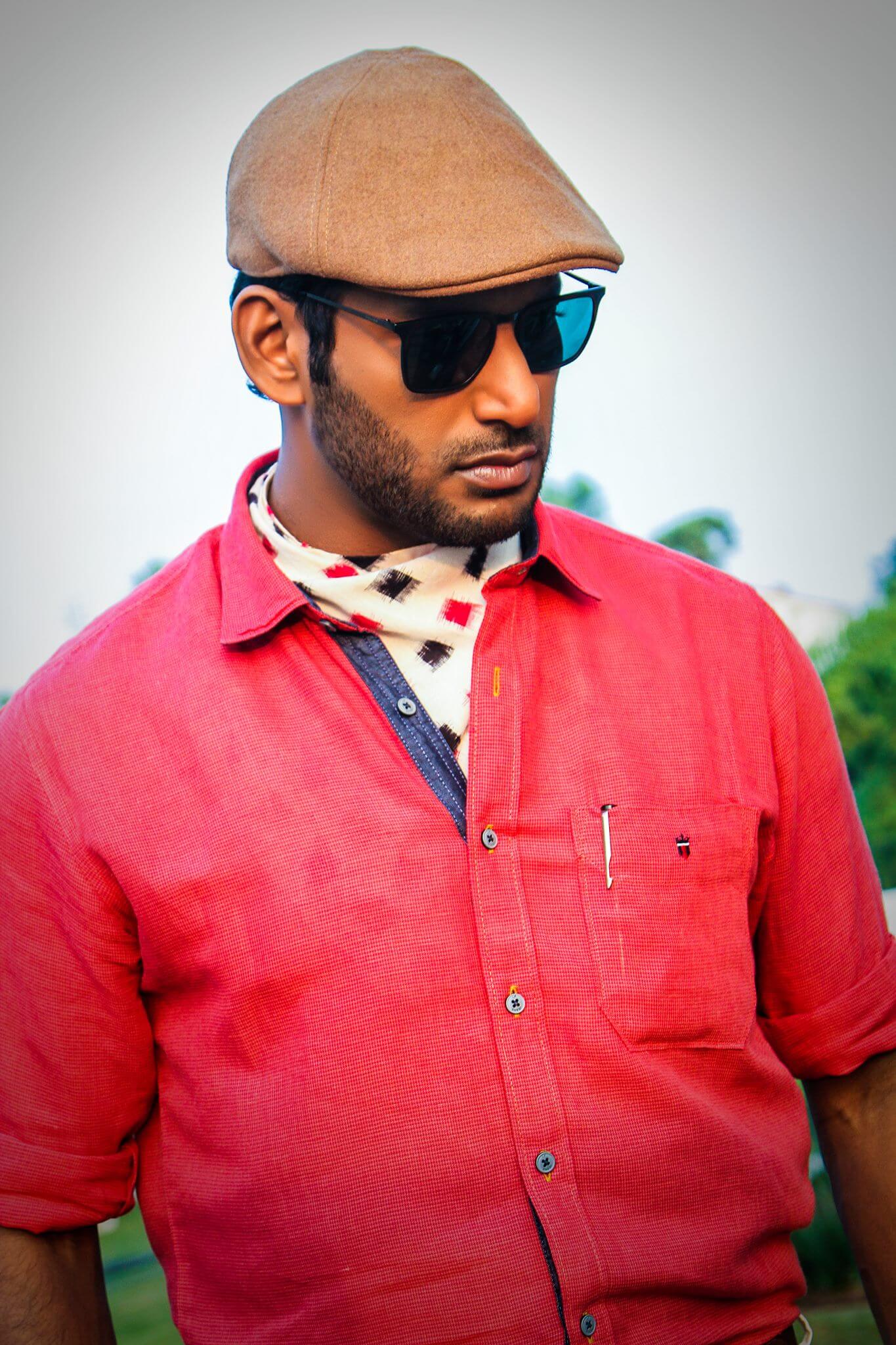 Vishal close up shot in red shirt