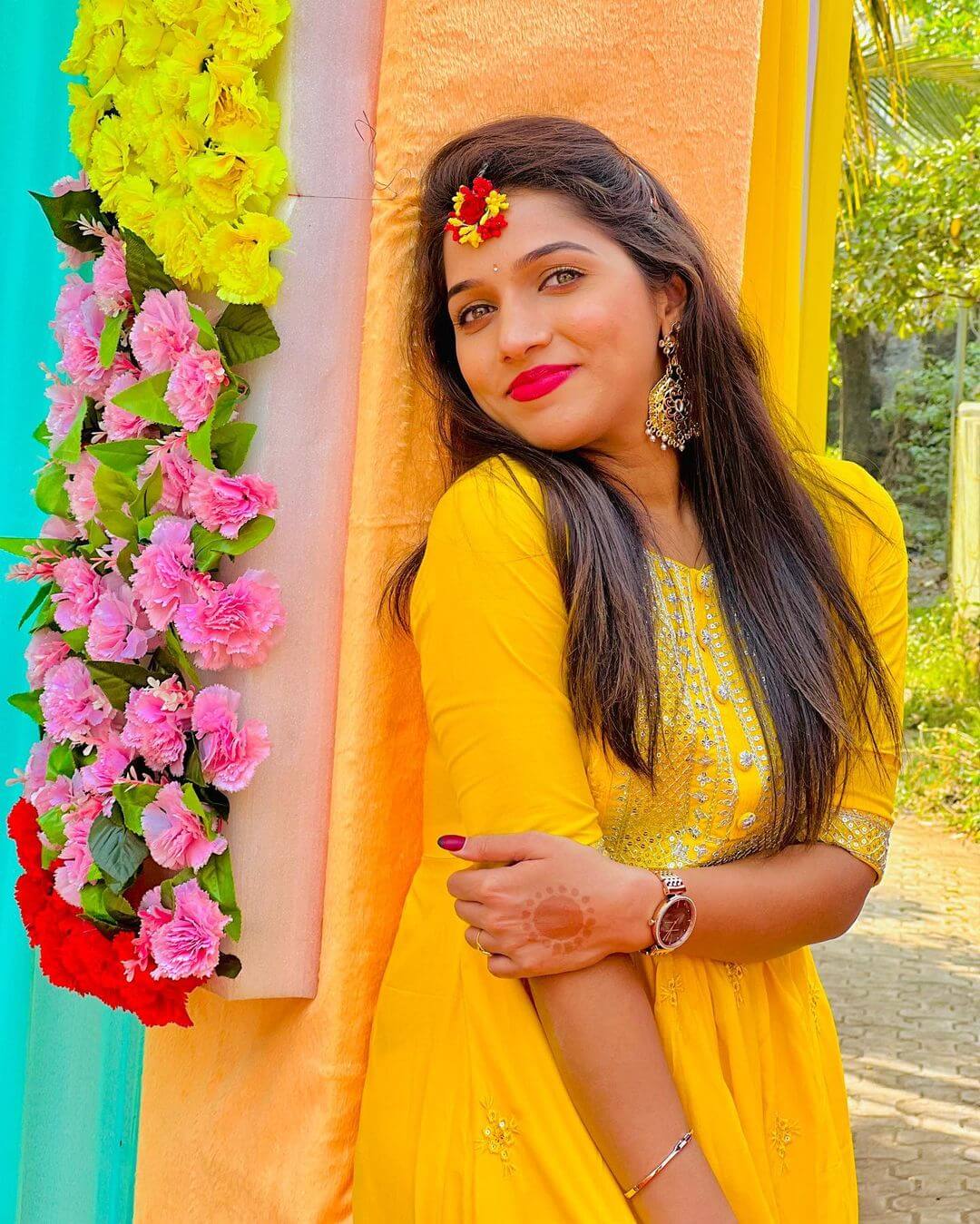 Actress Jahnavi Kiran Killekar in yellow salwar