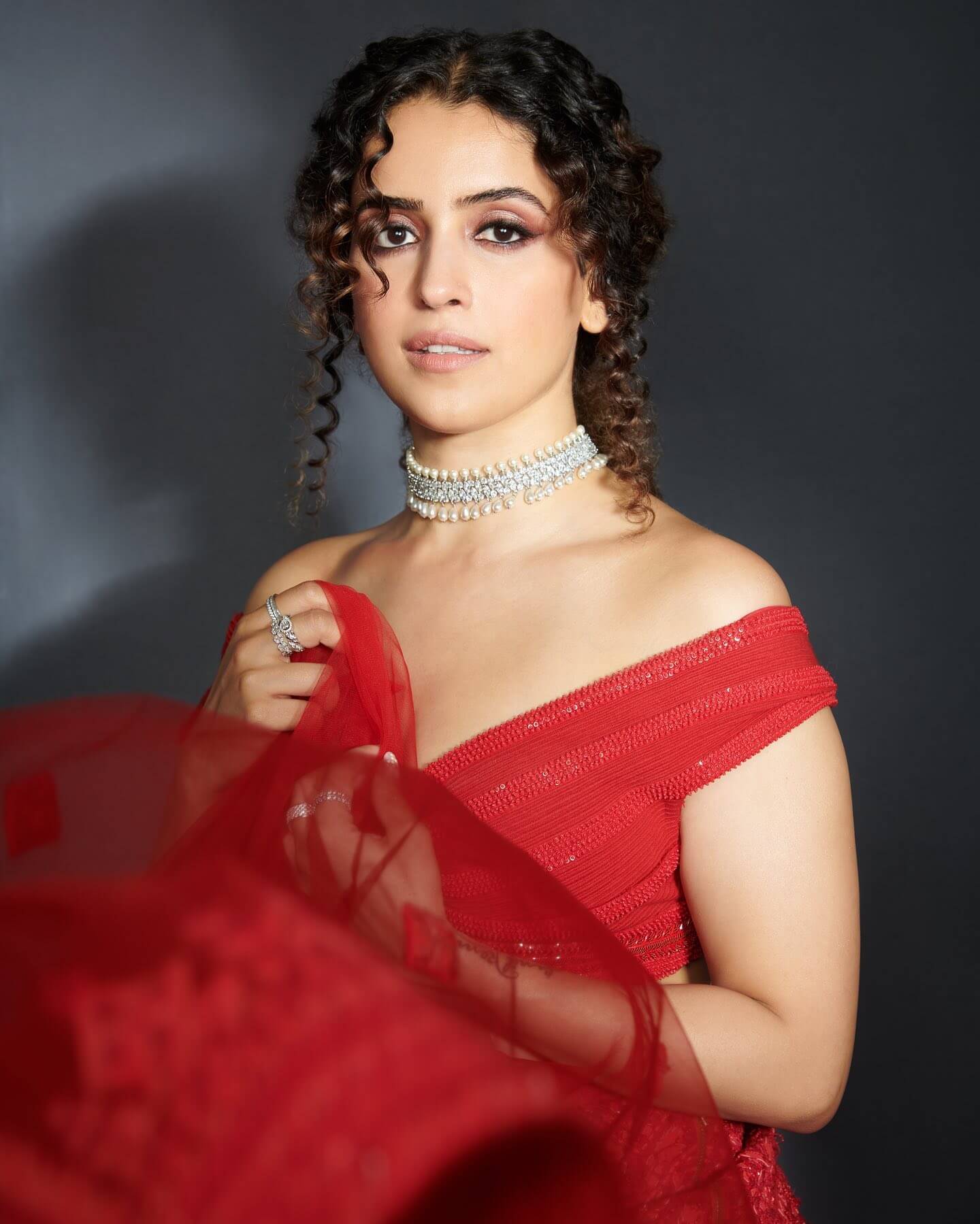 Sanya Malhotra in red gown