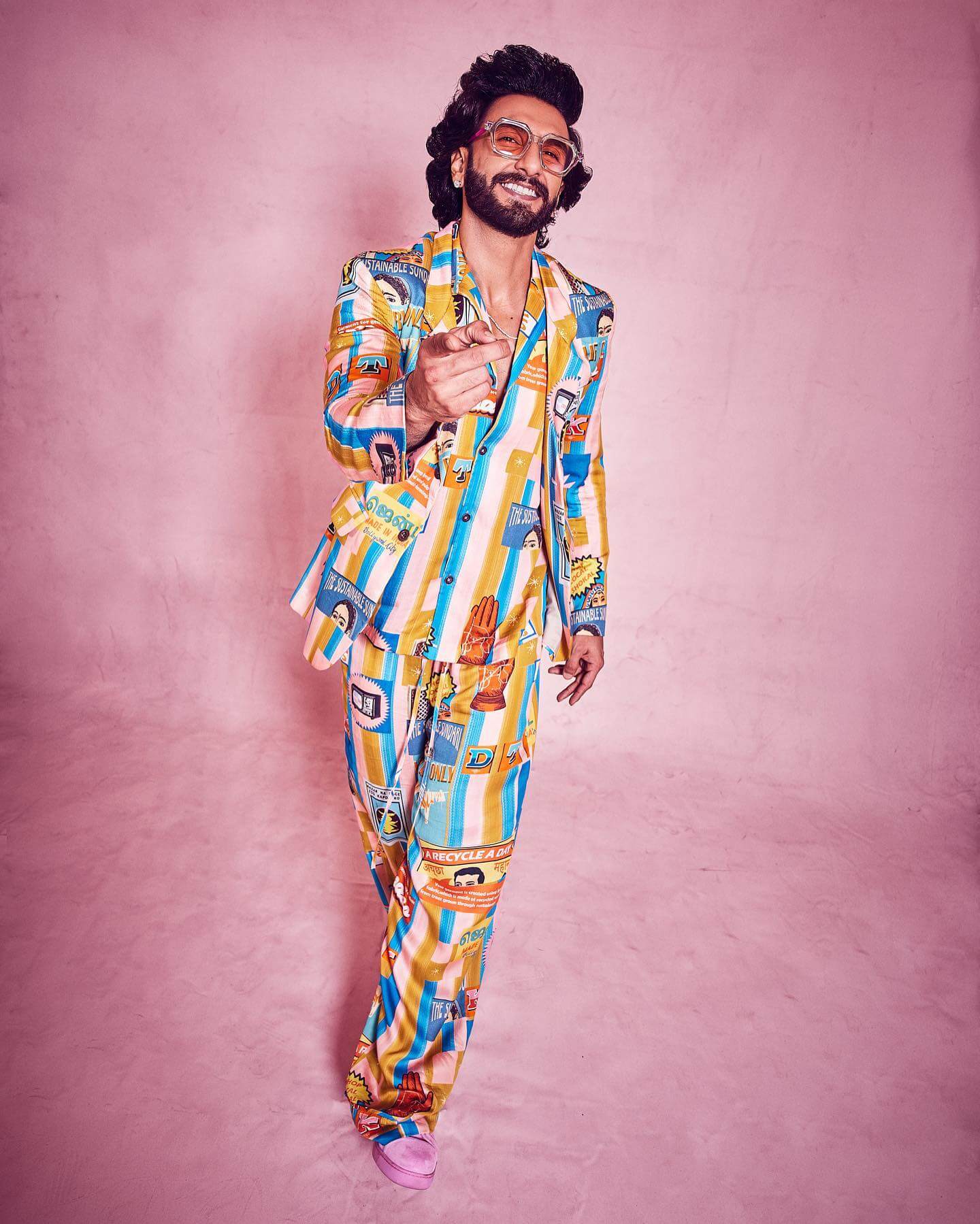 Actor Ranveer Singh in colorful outfit