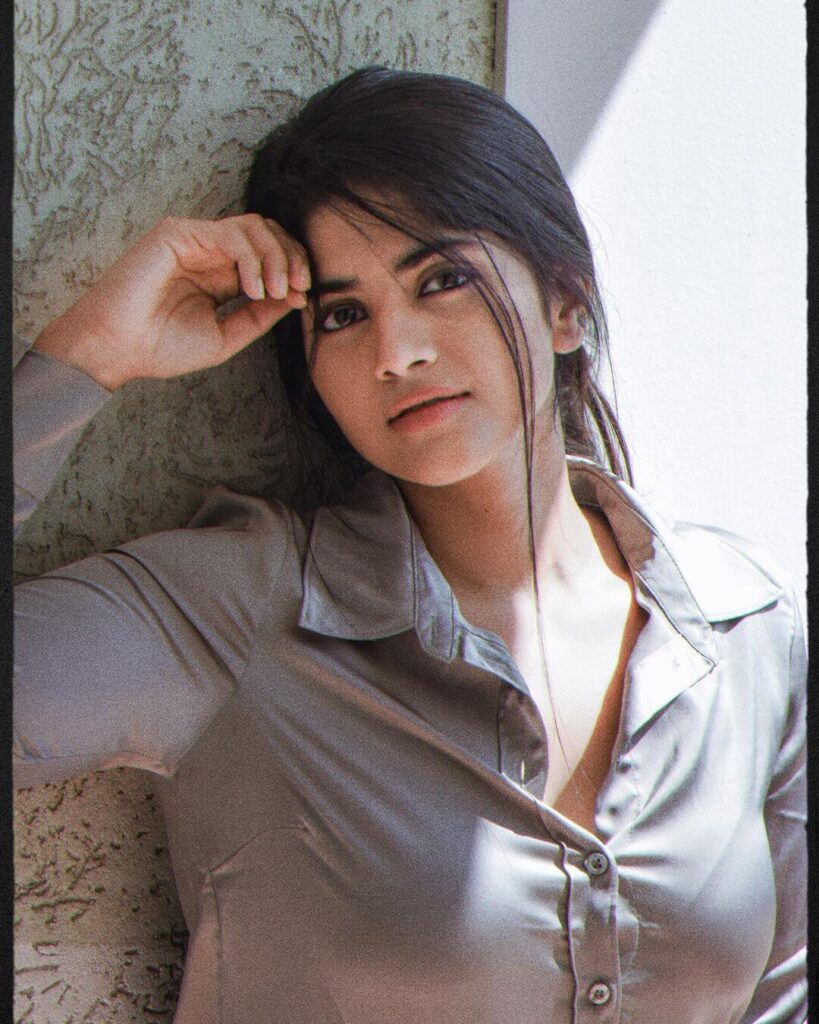 Actress Megha Akash in sexy shirt