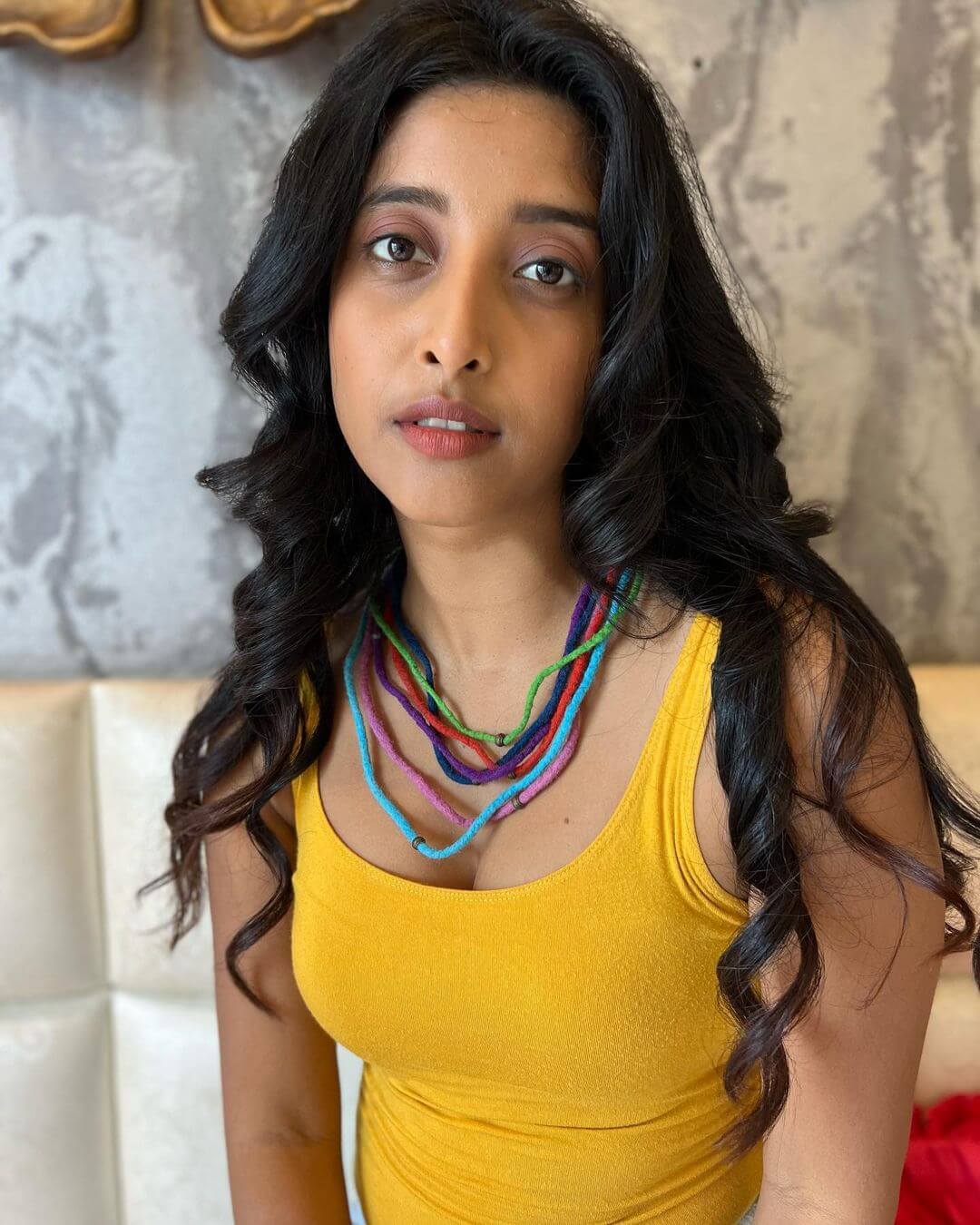 Actress Ketaki Narayan sex close up shot in yellow sleeveless