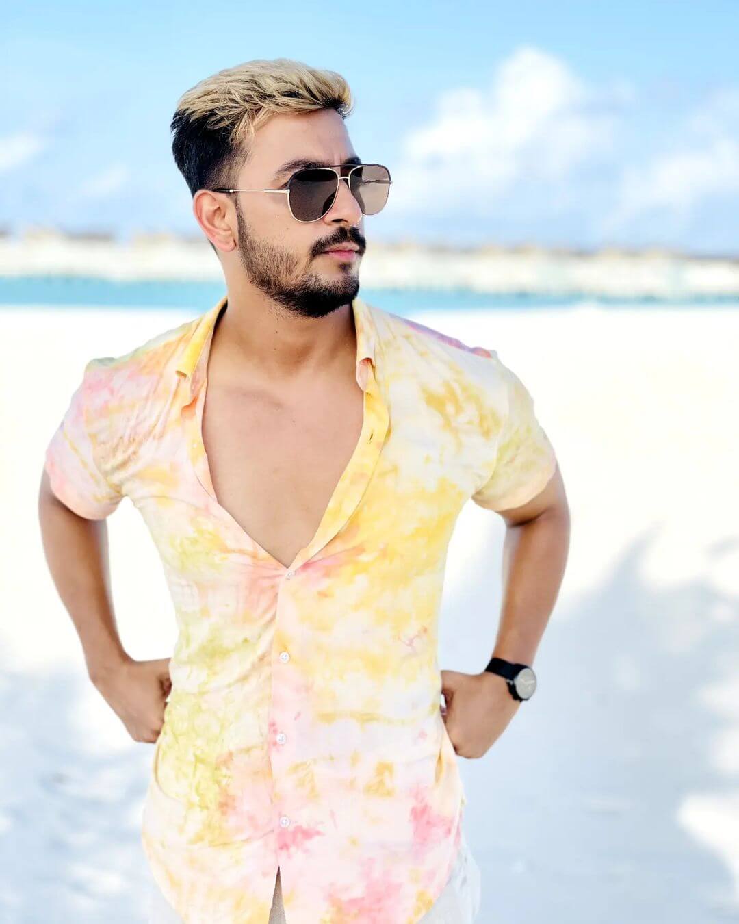 Actor Bonny Sengupta in beach shirt