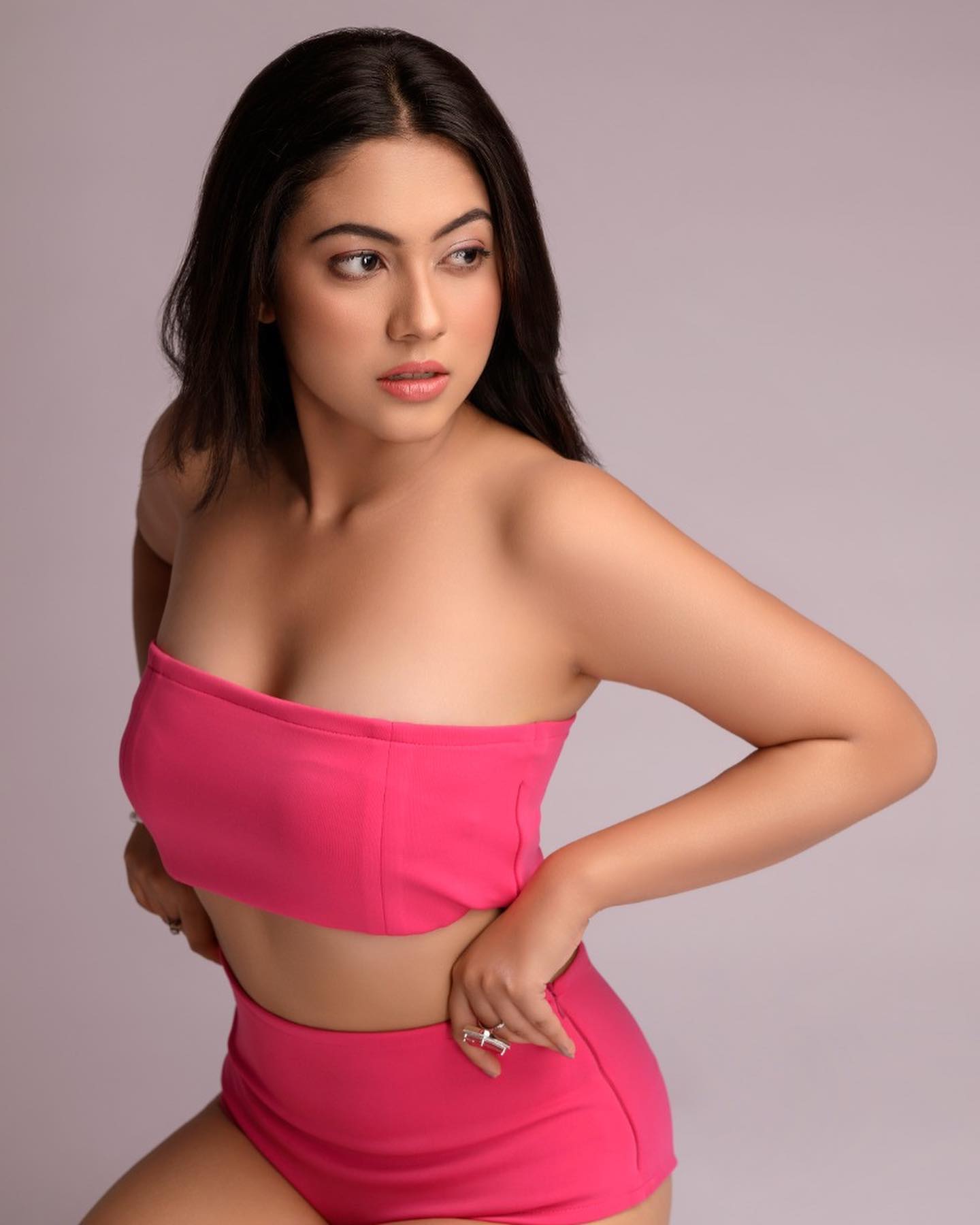 Actress Reem Shaikh sexy pink tank top and panty