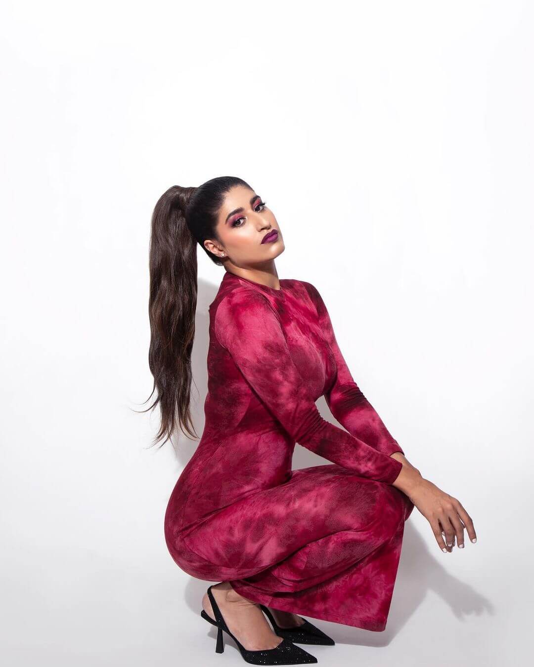Shreya Mehta in purple outfit