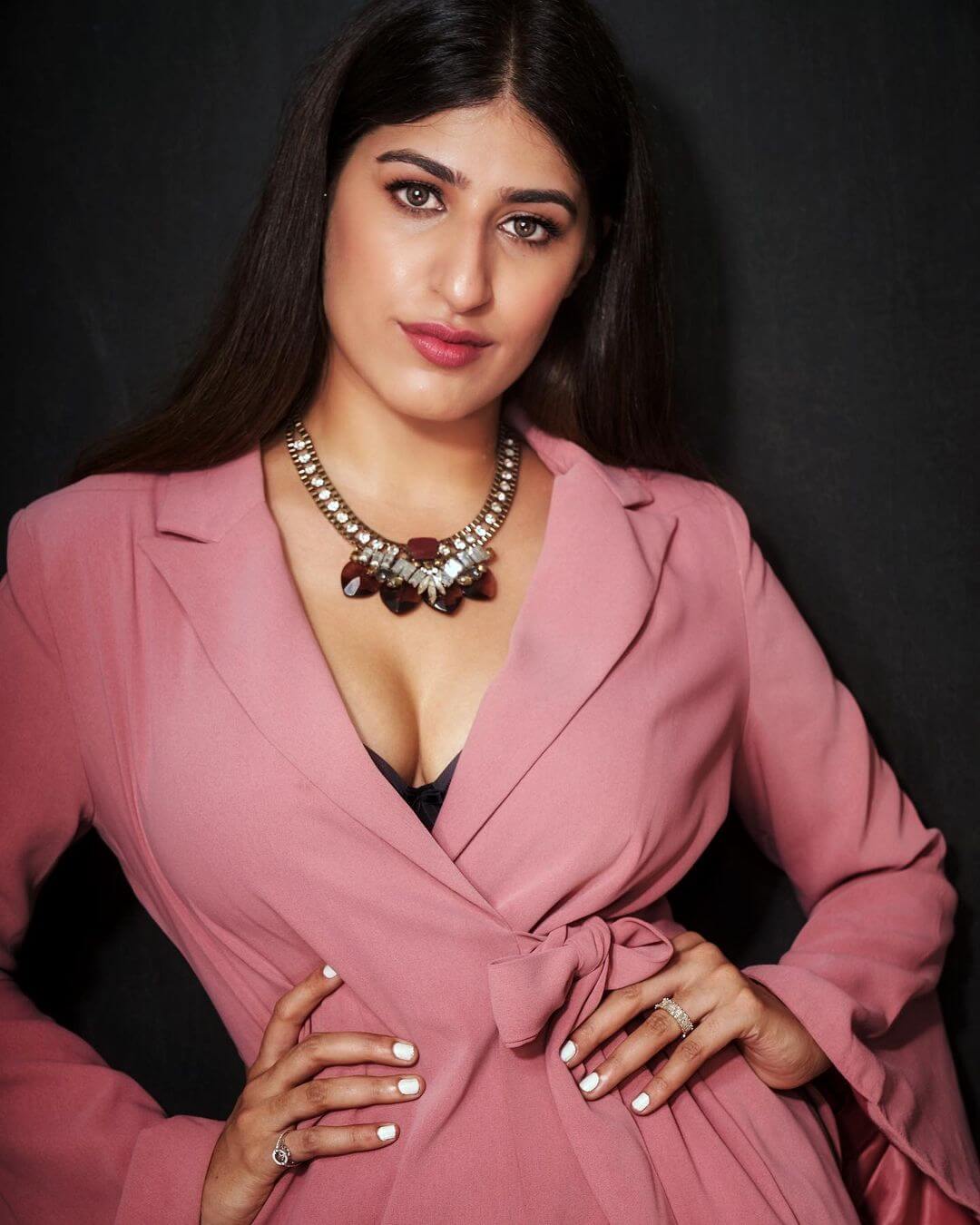 Shreya Mehta close up shot in sexy pink jacket