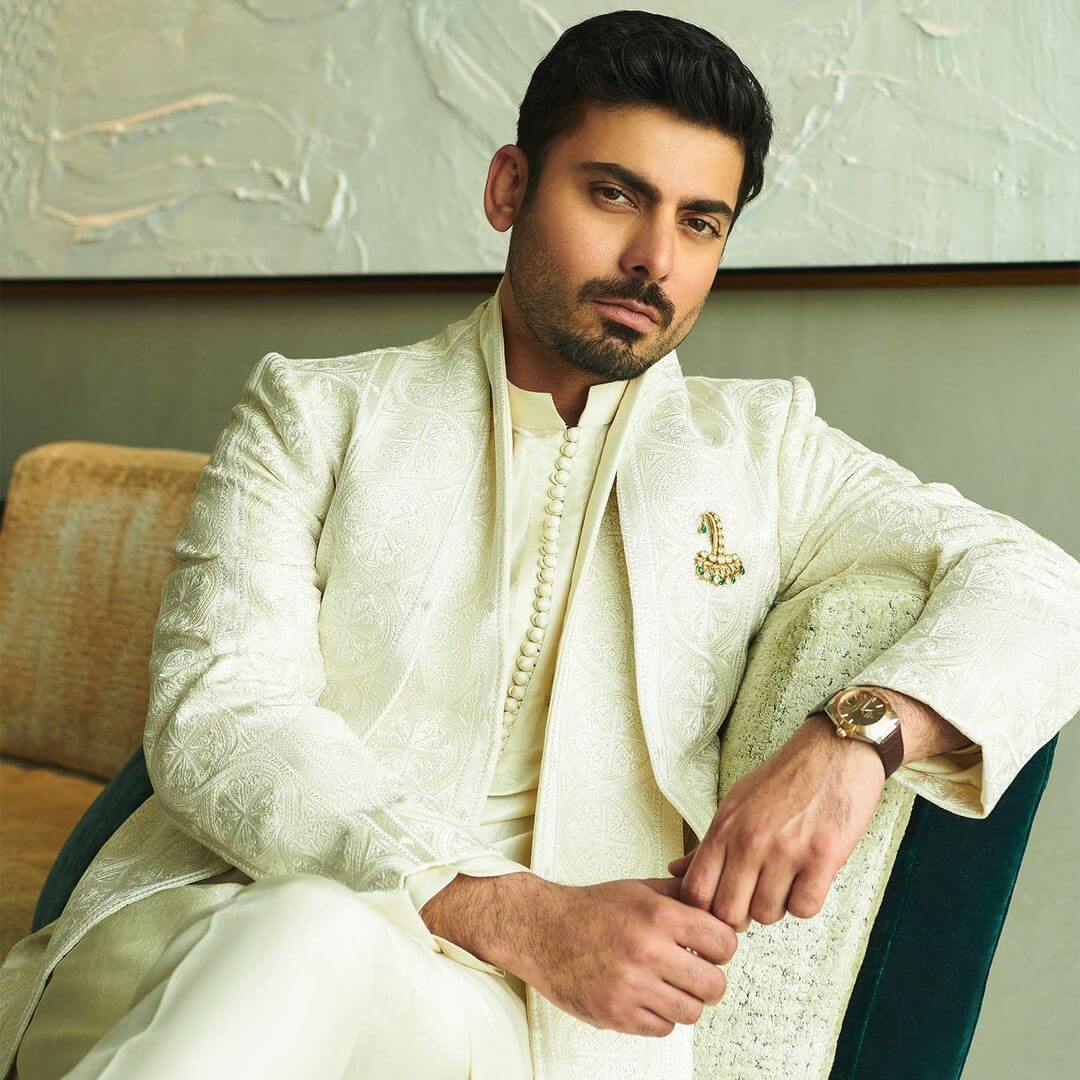 Actor Fawad Khan in white outfit
