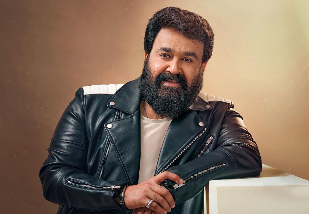 Actor Mohanlal in black lather jacket