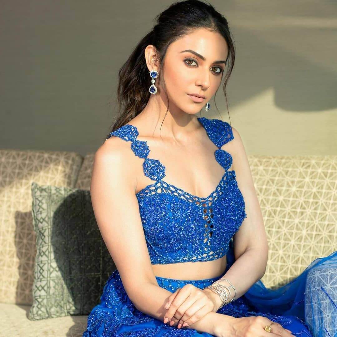 Actress Rakul Preet Singh in stylish blue outfit