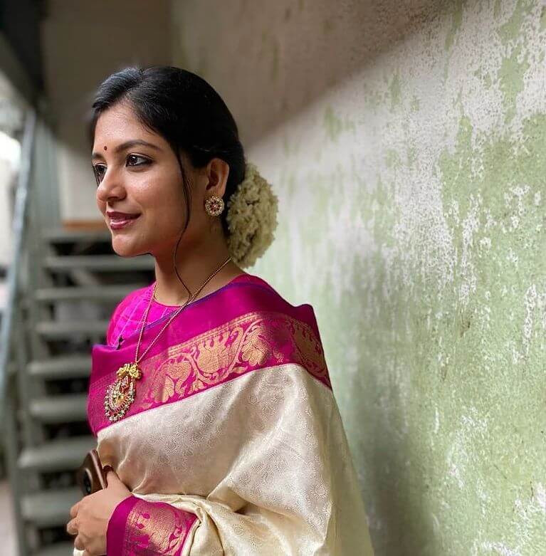 Actress Aditi balan in saree close up