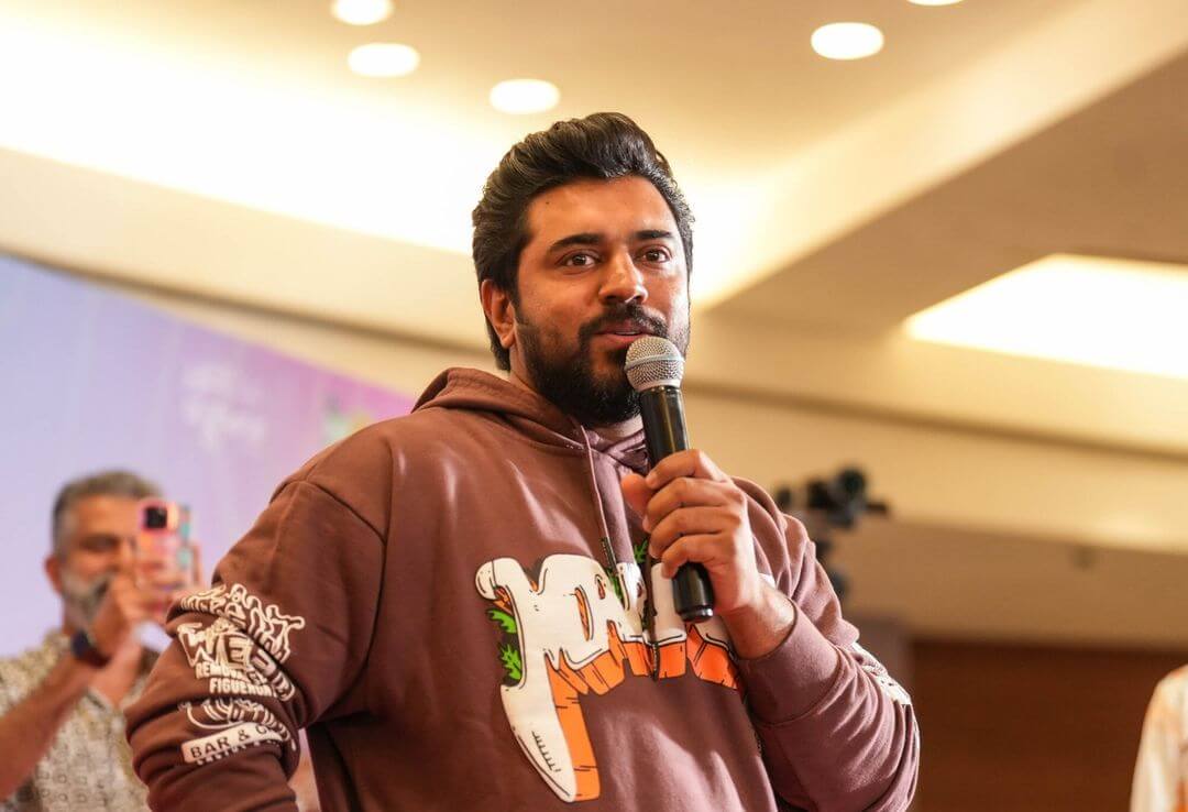 Actor Nivin Pauly close up in stage