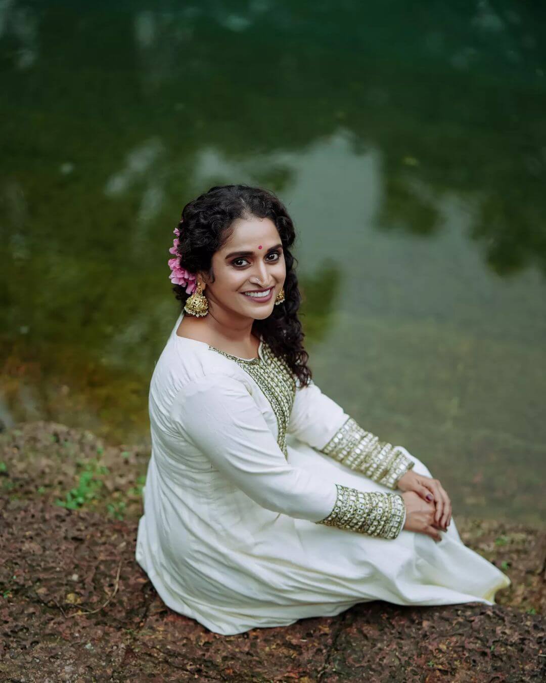 Actress Surabhi Lekshmi in white salwar