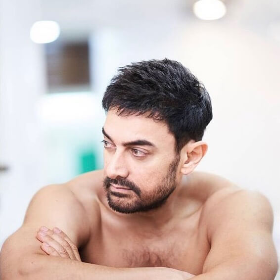 Actor Aamir Khan shirtless close up