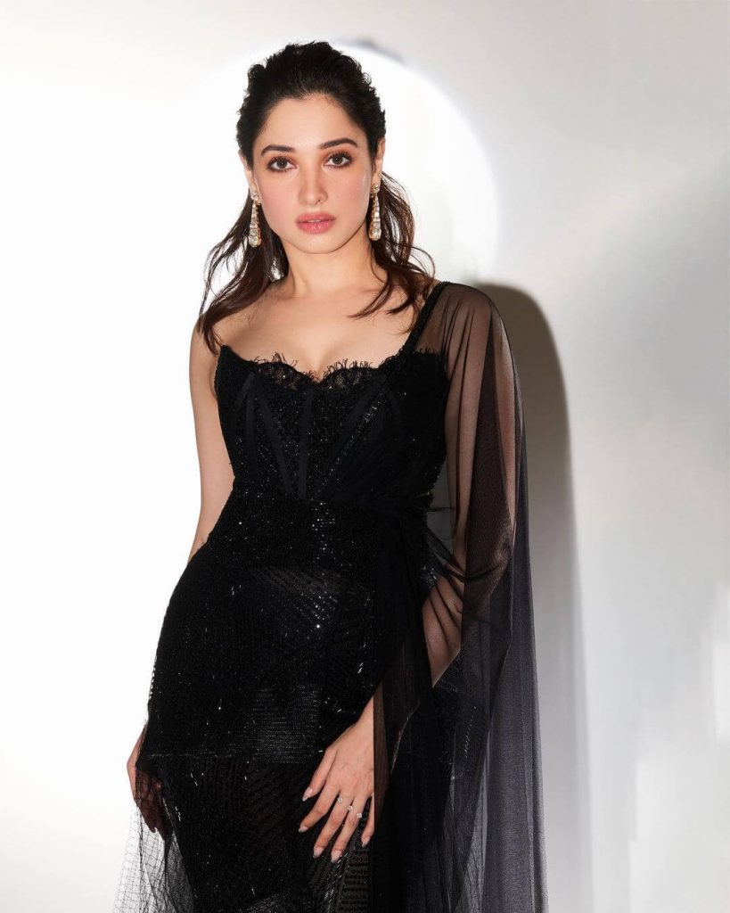 Actress Tamannaah Bhatia in black gown