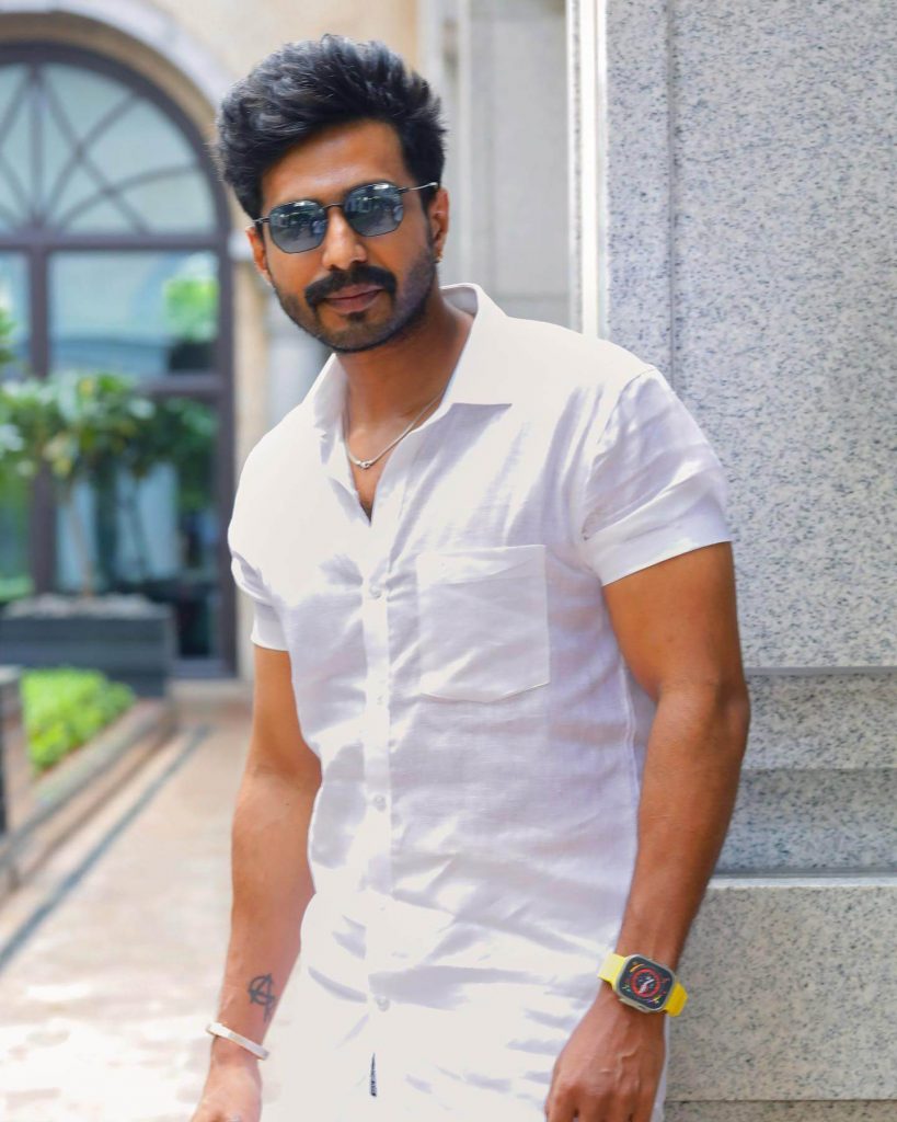 Actor Vishnu Vishal in white shirt